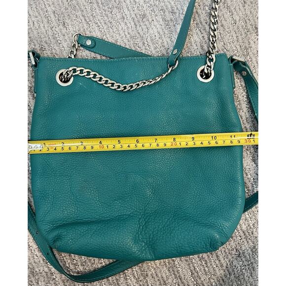 Michael Kors Green Teal Jet Set Chain Handle Leather Shoulder Bag Hand Bag - Picture 9 of 10